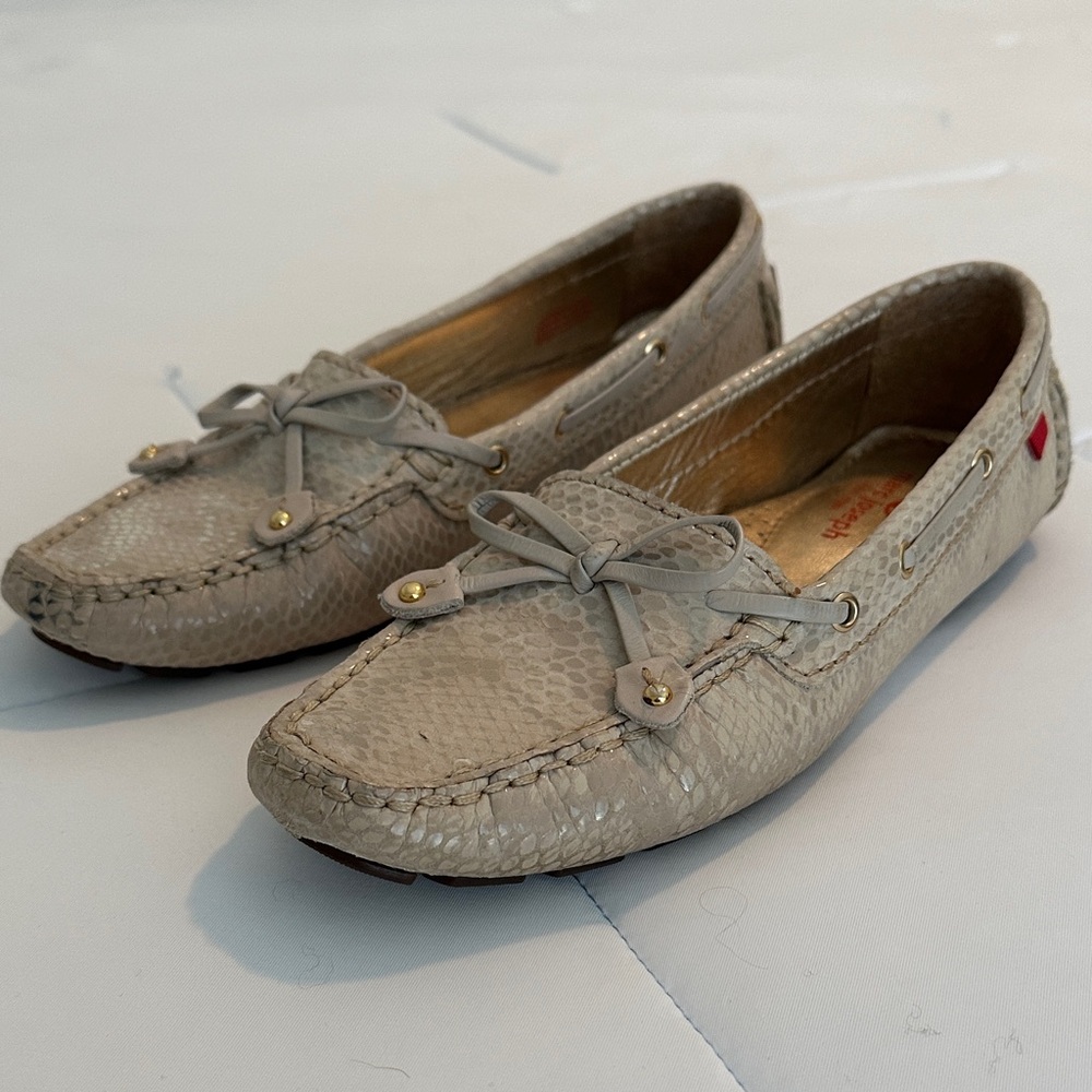 Marc Joseph Cream Snake Print Loafers